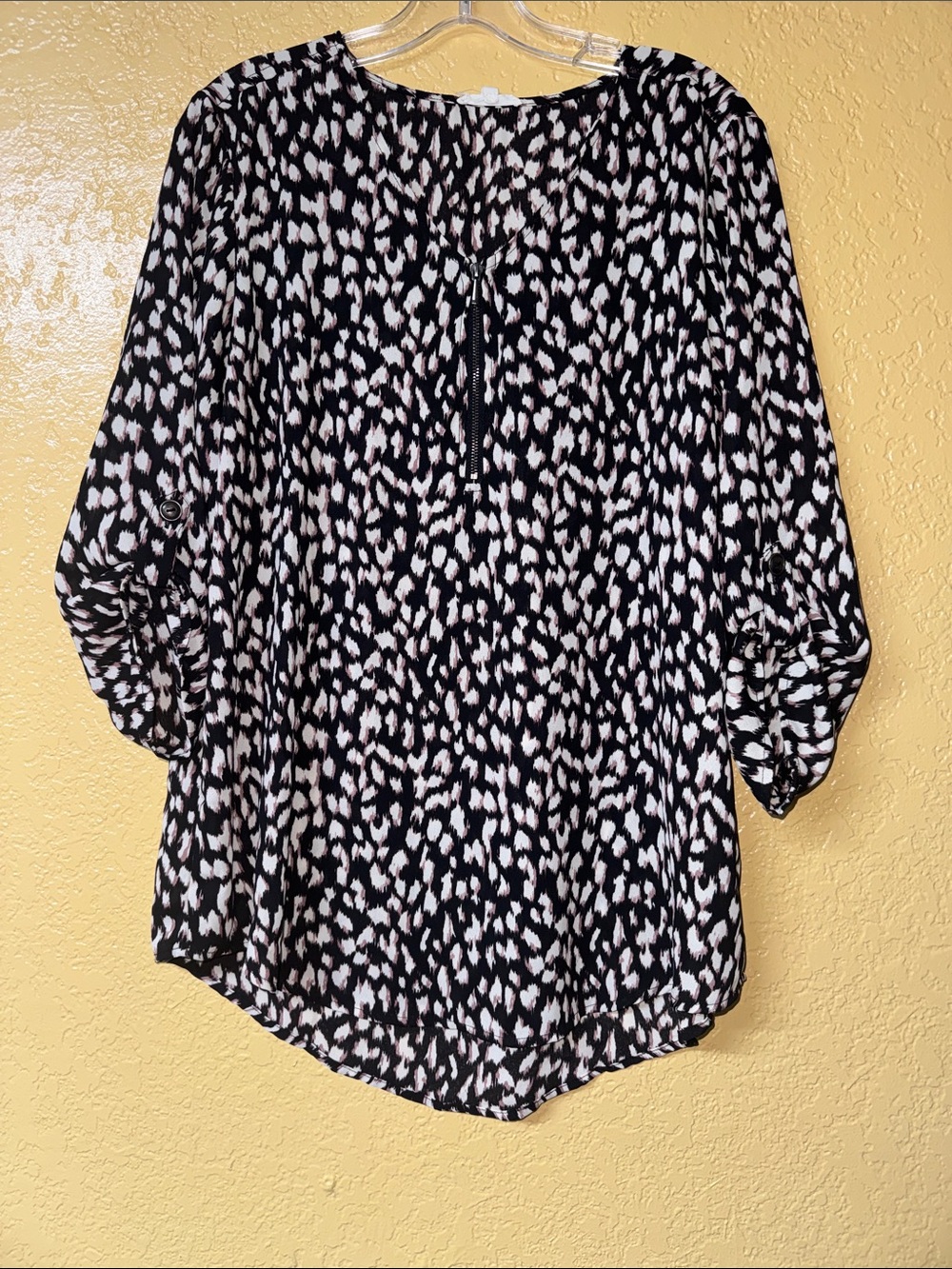 Maurices Black and White Abstract Dot Print Blouse